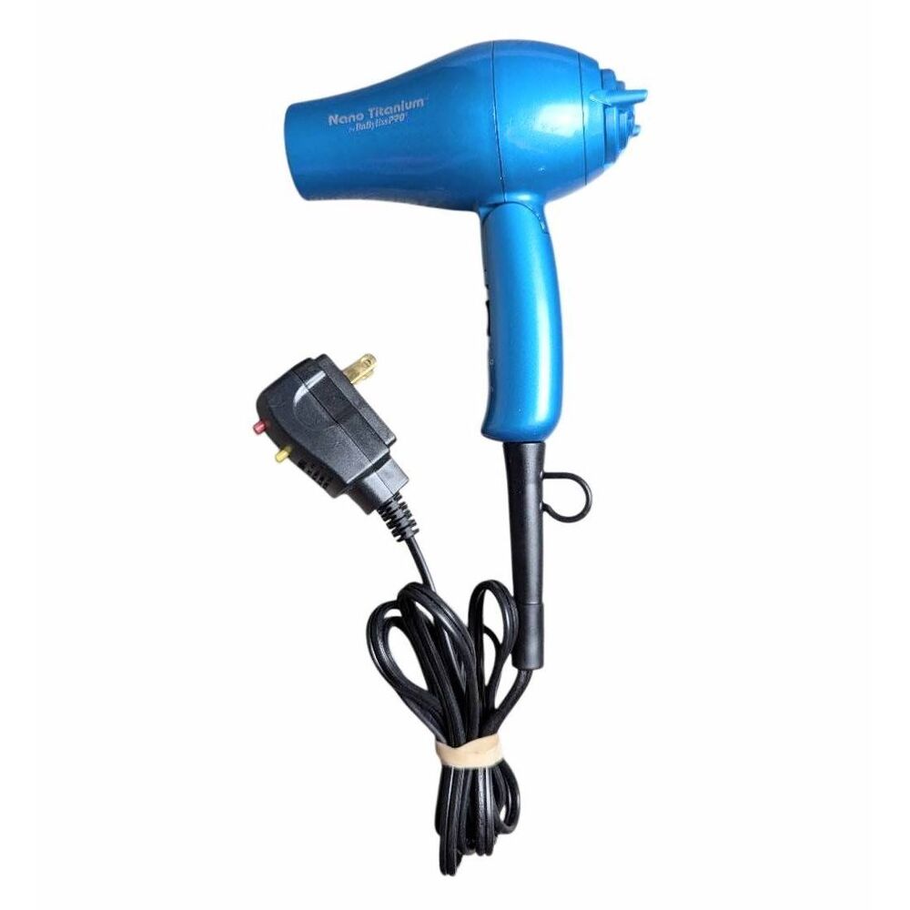Babyliss Nano titanium blue mini travel folding hair dryer 1000W